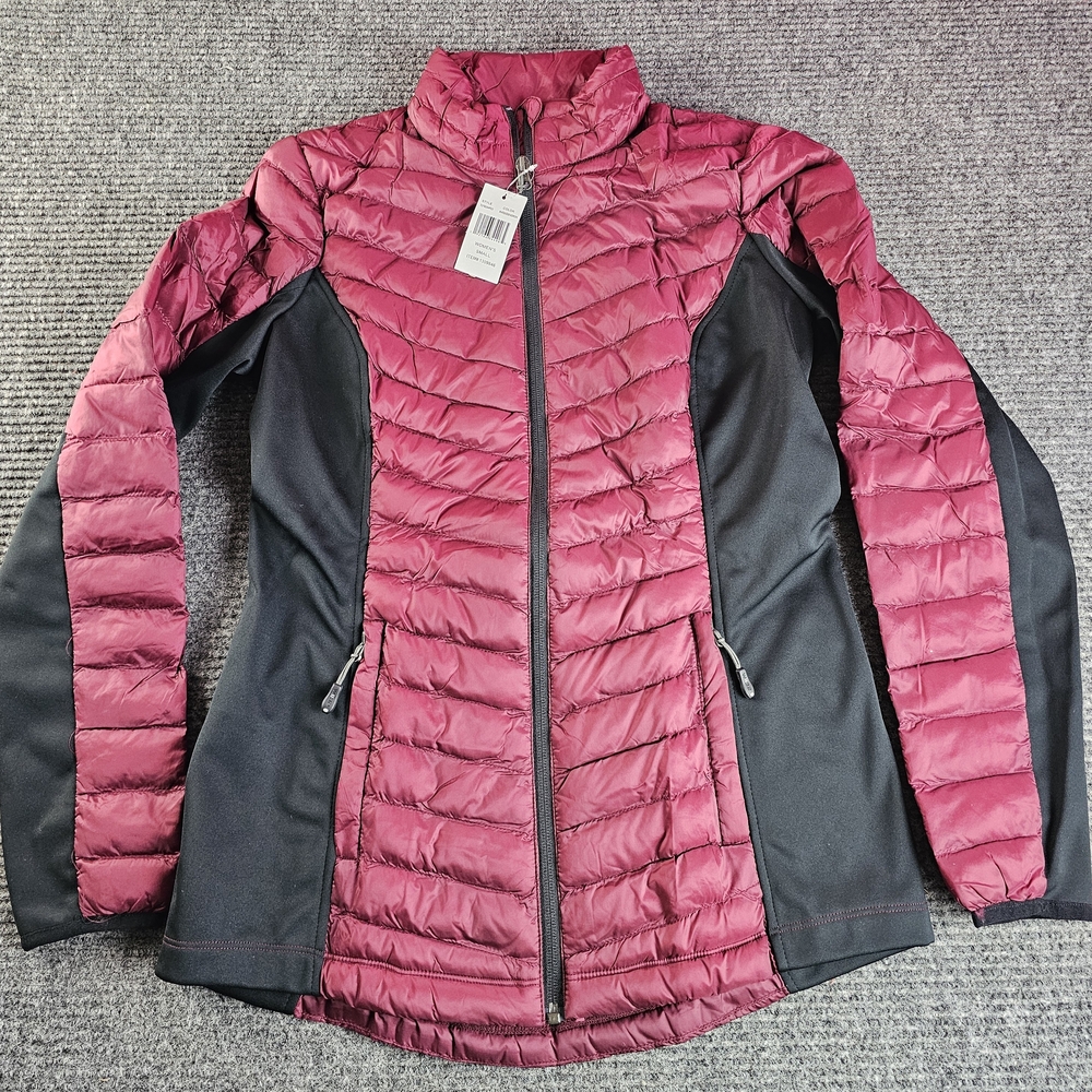 Women's Small 32 Degrees Heat Maroon And Black Padded Light Puffer Jacket New